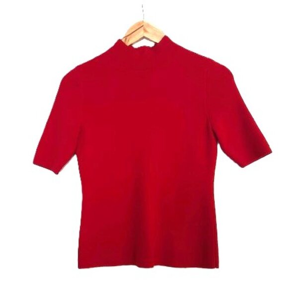 Ann Taylor Red Wool Blend Mock Neck Knit Pullover Stretch Sweater Top - Picture 1 of 5